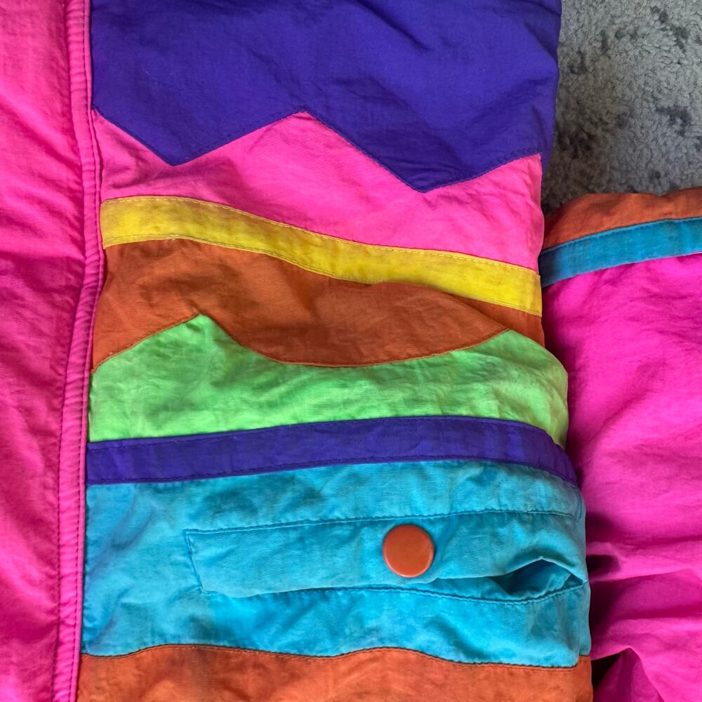 Vtg 1980s 1990s Rothschild Colorblock Hooded Winter Coat Youth Size Medium - Picture 7 of 12